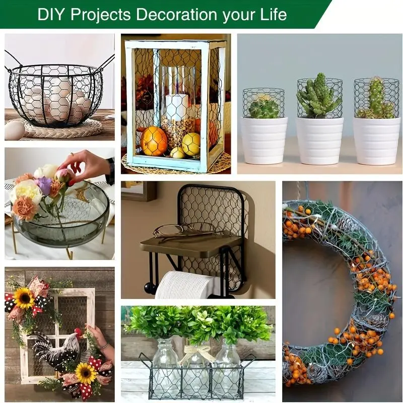 Decorative Garden Mesh Roll, Waterproof Hexagonal Chicken Wire Mesh Roll, DIY Handmade Iron Mesh for Flower Arrangement & Wedding Decoration 7