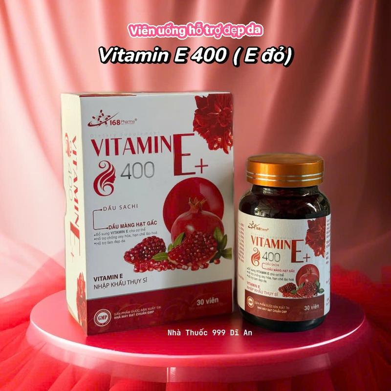 Vitamin E đỏ 168 - E 400  - Viên uống hỗ trợ chống oxy hóa, làm đẹp da, bổ sung vitamin E cho cơ thể