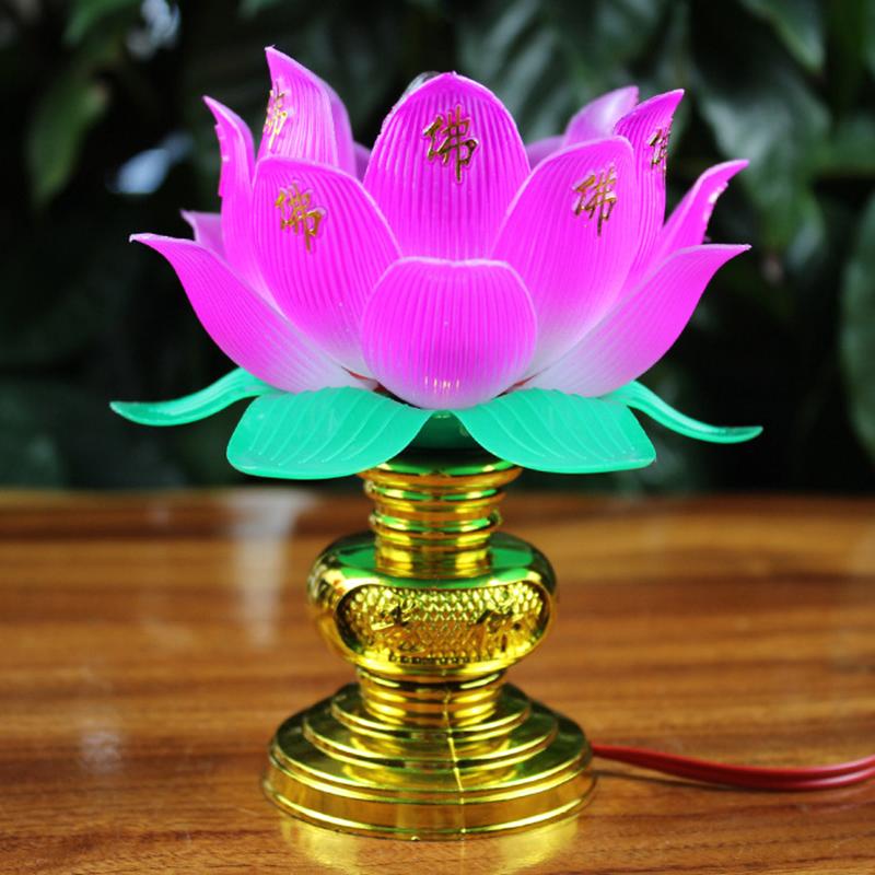 Product Introduction of 1pcs Buddhistic Lotus Lamp Colorful Lotus Lamp Desktop Decoration Light for Home Meditation Worship Buddhism Temple 19