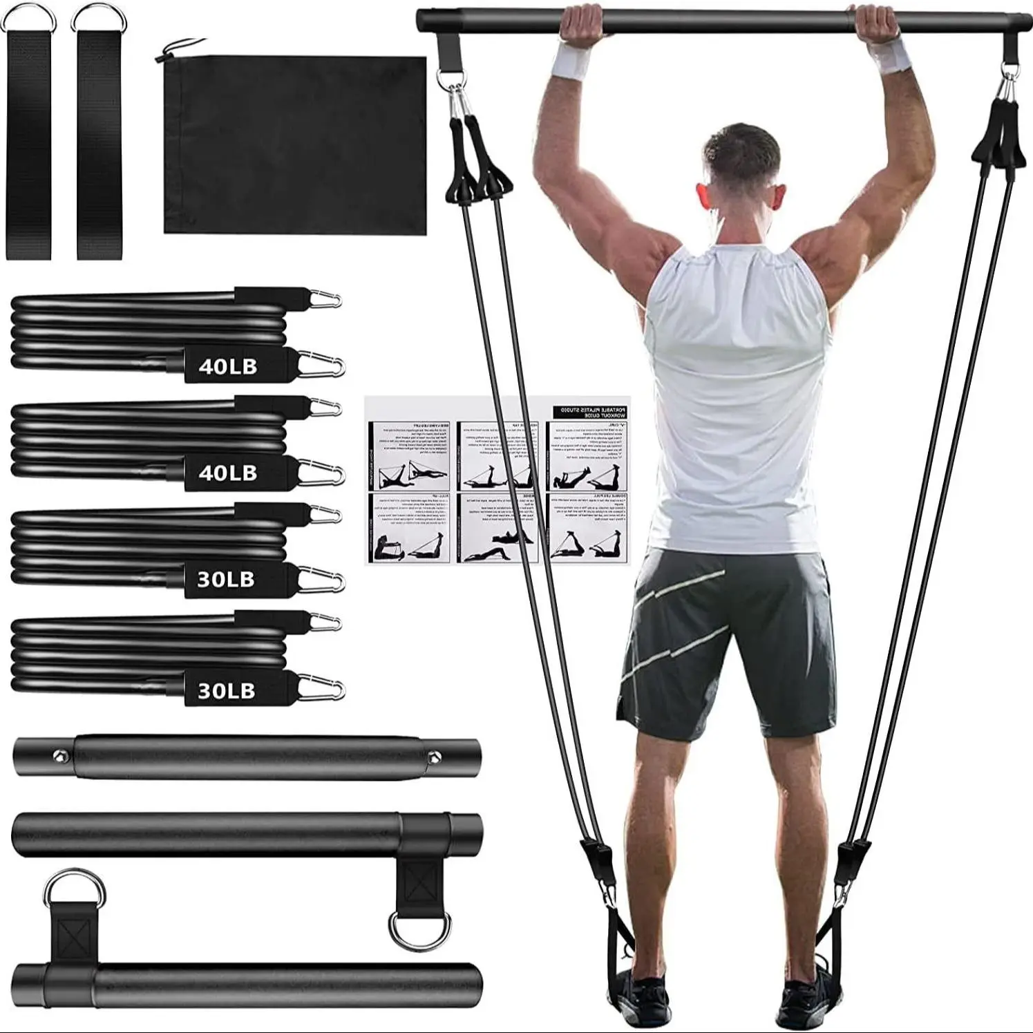 3-section Pull Up Bar Set, 1 Set Professional Pull Up Bar with Accessories, Home Fitness Equipment for Men & Women