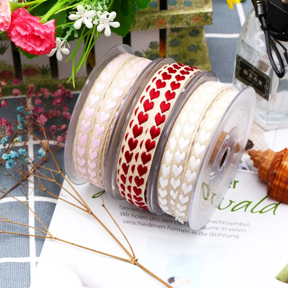 Ruy Băng Trái Tim Đào, 10Mm, 10Yard, Đồ Dùng Làm Hoa Thủ Công, Chất Liệu Đai Đóng Gói, Thích Hợp Để Trang Trí Tiệc