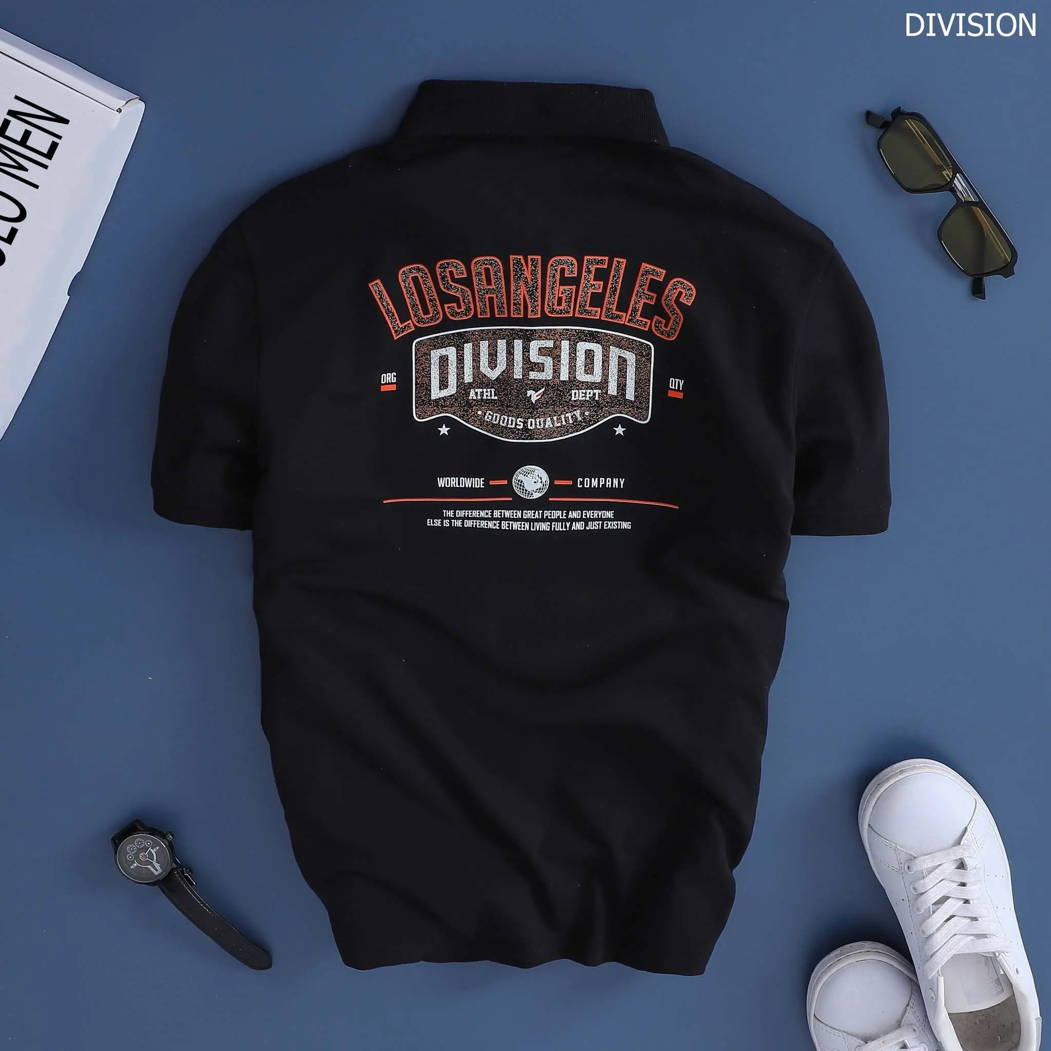 Áo thun POLO DIVISION cộc tay co giãn mát mịn cảm giác dễ chịu phong cách trẻ trung năng động Menswear Nam Top