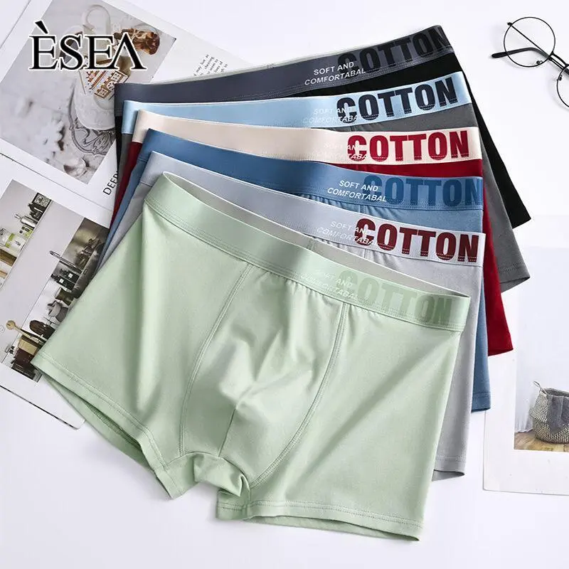 Đồ Lót Cotton Nam, ESEA, Thoải Mái, Thiết Kế Đơn Giản, Màu Trơn Quần Boxer Sịp Menswear