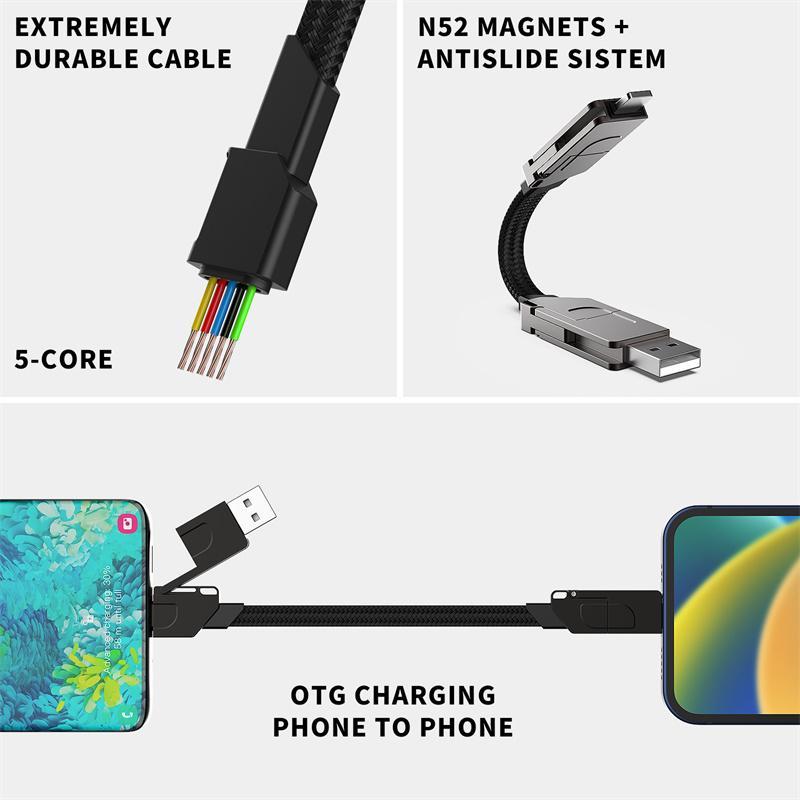 Portable 4 In 1 Type C 60W PD Fast Charging Cable, 1 Count Keychain Charging Cable PD Fast Charging Portable Compatible with TYPE-C60W Apple 27W Data Cable, Charger Connector, USB Cord, Electronic 3