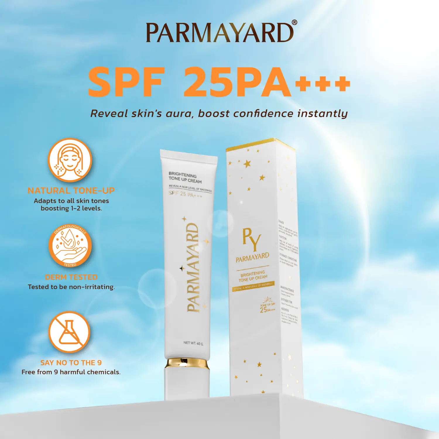 PARMAYARD Brightening Tone-Up Cream SPF25 PA+++ Skin care cream, tone-up skin care, 40g