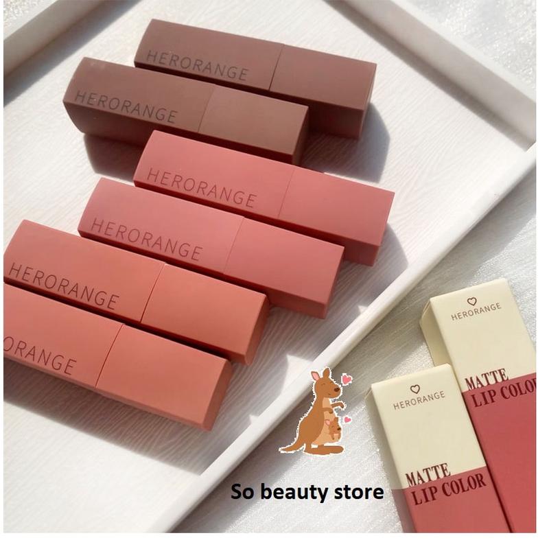 (Siêu hot) Son lì Herorange® chất kem lì nhung mịn lâu Trôi mềm môi Herorange Matte lip color Son23 3