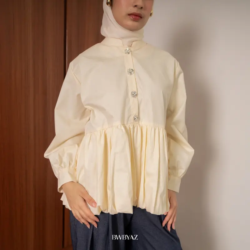 BWBYAZ - NAURA CLOUD PUFF BLOUSE LONG SLEEVE [READY STOCK] Atasan Wanita Ruffle 2