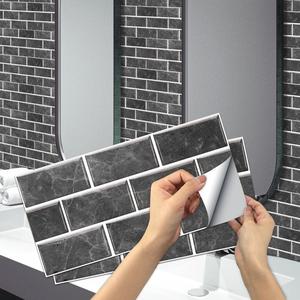 Retro Stone Pattern Wall Sticker, 6/12/24pcs Self-adhesive Wall Sticker, Waterproof Wallpaper, Home Wall Decoration for Living Room, Bathroom