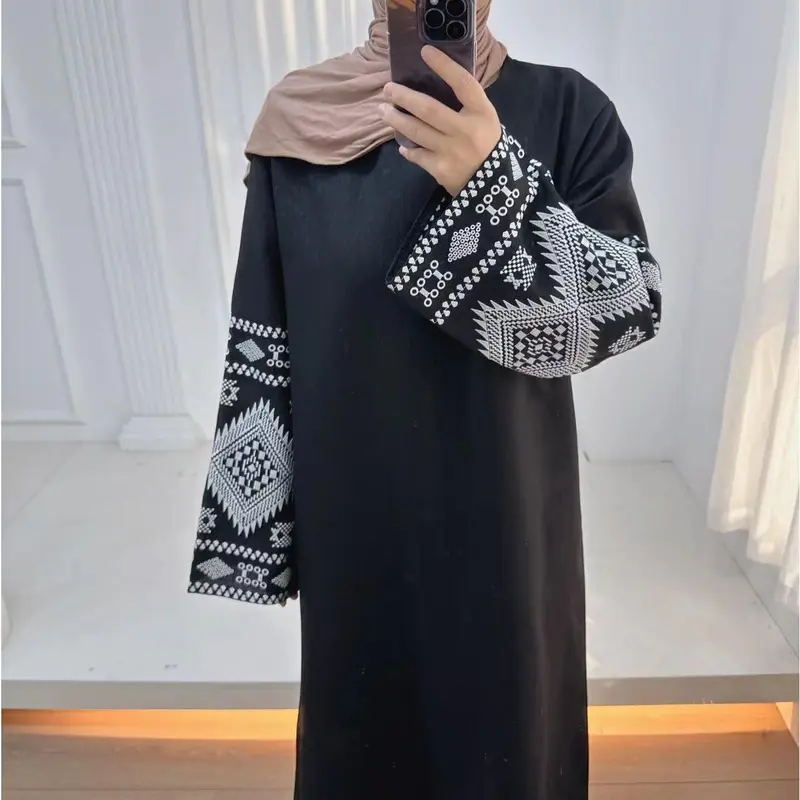 Loriya 2024 TikTok E-commerce Fashion Embroidered Dubai Turkey Party Abaya LR901 7