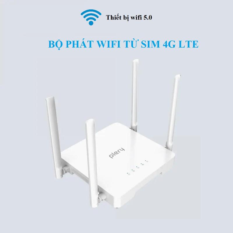 CPE Plery - Phát Wifi 4 râu lắp sim 4G LTE, Wifi 6 + Tặng cáp sạc Type C