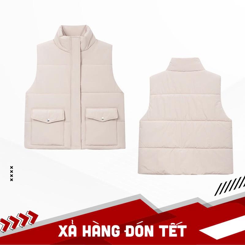 [XẢ HÀNG]  Áo Imperfect - Áo Gile phao trần bông nam nữ, áo khoác phao form rộng túi hộp 2 màu đen be, Menswear nam