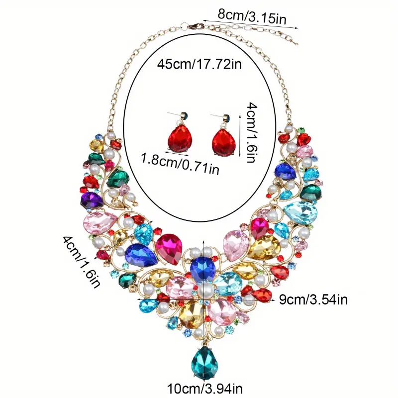 Luxurious Vintage-Style Bridal Jewelry Set with Sparkling Rhinestone Necklace and Earrings - Iridescent Crystal Choker Dangle in Multicolor, Perfect for Weddings & Special Events, Wedding Gifts 3