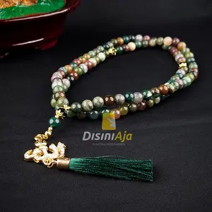 CGG Tasbih Batu Hijau Lumut Suliki 99 Butir Motif Lafadz