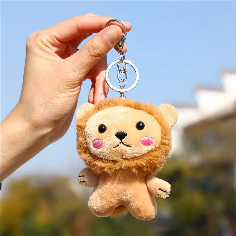 1pcs 11CM Cute Lion Stuffed Plush Doll Keychain Fashion Stuffed Animals Toys for Kids Baby Children Gifts