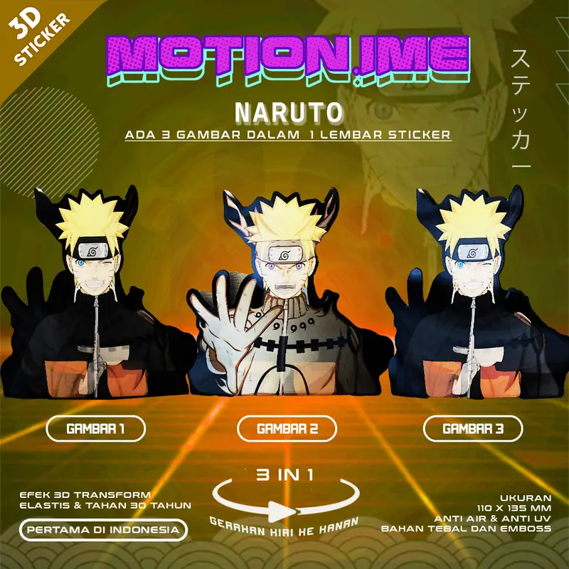 3D Sticker Lenticular Naruto Shippuden Anime Stiker 4