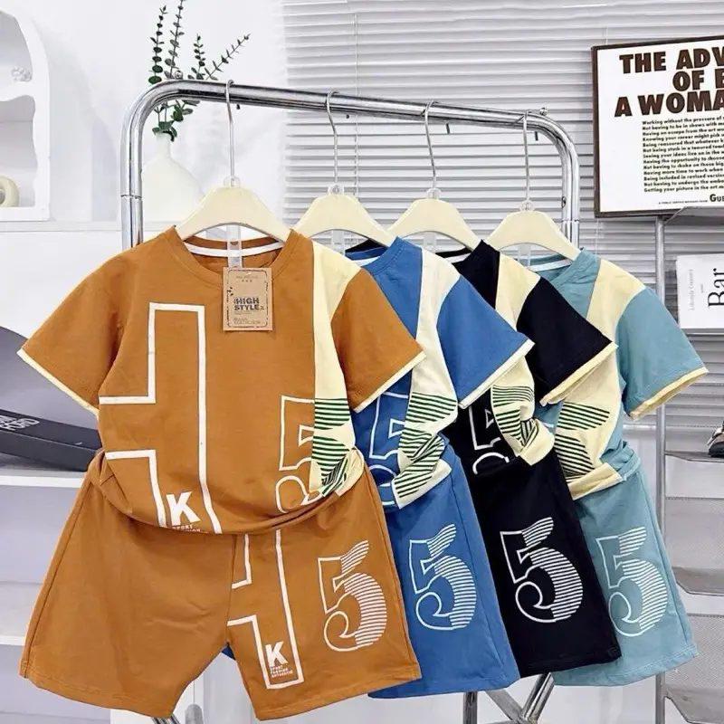 Bộ bé trai thể thao phối quần năng động chất vải cotton su mềm [T5]