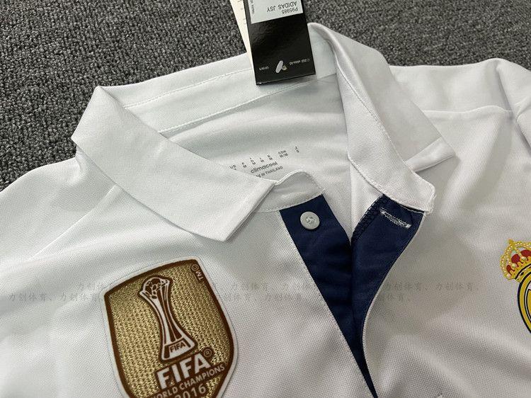 Product Introduction of Real Madrid 2016-2017 Home Uniform Champions League Short Sleeve Soccer Jersey No. 7 Cristiano Ronaldo No. 4 Ramos Bale Retro Custom Team Uniform 12