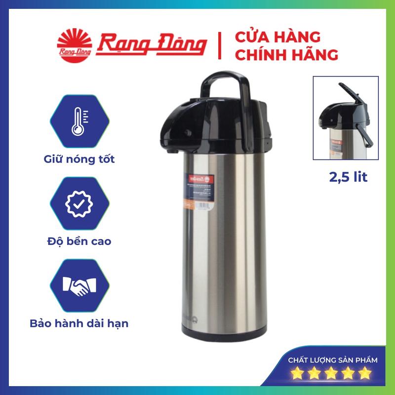 Phích nước Rạng Đông 2,5 lít, Inox cao cấp giữ nhiệt cao, bình thuỷ cần bơm pha cafe, Model RD 2545 ST1.E