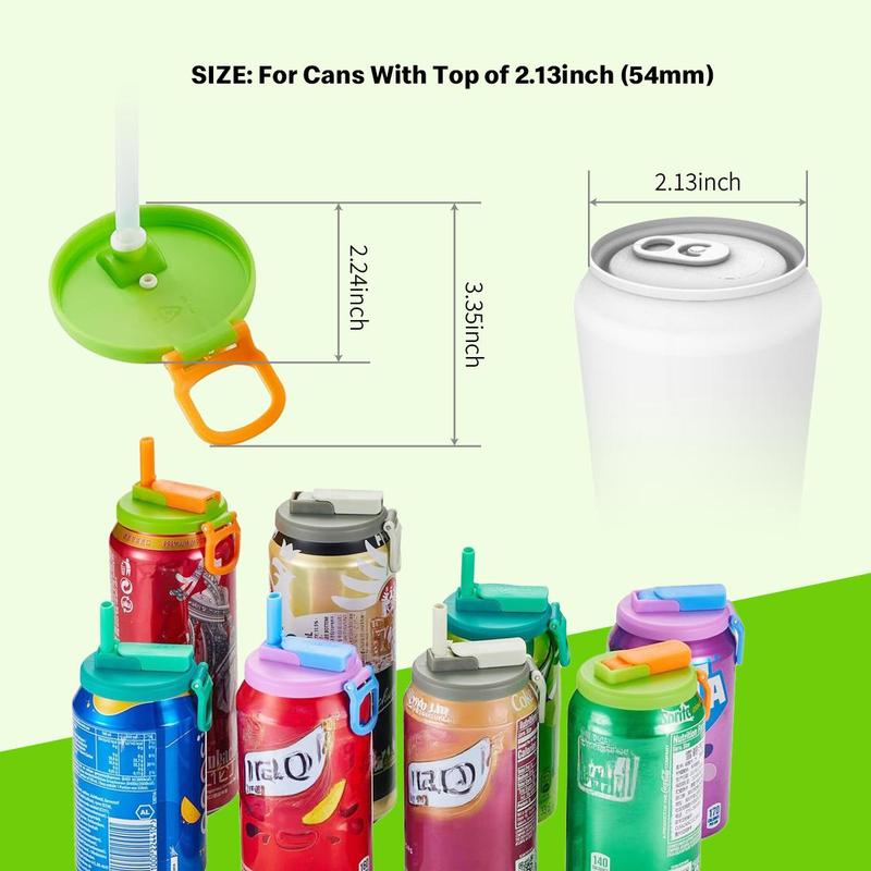 Product Introduction of Random Color Can Lid, Reusable Can Cover with Silicone Straw, Can Lid for Soda, Drink, Juice, Soda, Leak Proof Design Can Lid for Car, Travel, Outdoor, Plastic, Portable 2