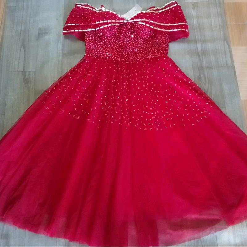 ĐẦM CÔ DÂU XOÈ TRỄ VAI KẾT 33SK Nữ Kem Women Dress Kim Tuyến Đỏ 9