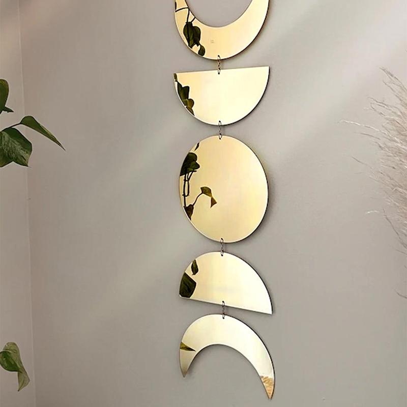 Moon Design Wall Hanging Mirror, 1 Count Creative Moon Pendant, Wall Hanging Ornament for Home Bedroom Living Room 6