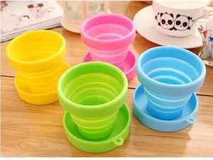Gelas lipat silikon 170ml gelas karet lipat gelas lipat warna warni gelas travelling TM AE19
