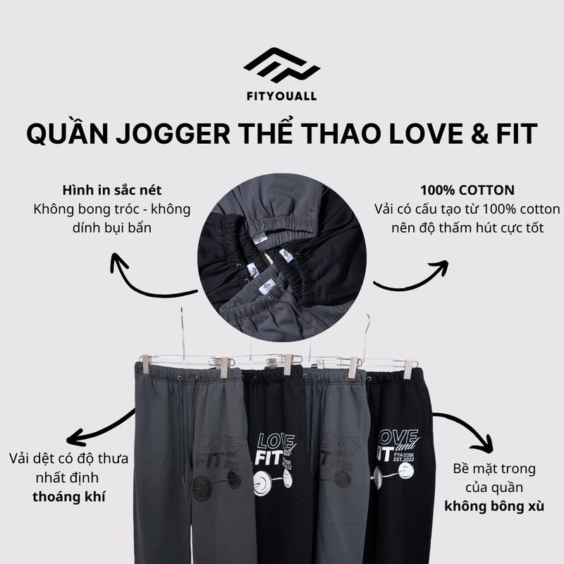 Quần Jogger Thể Thao Tập Gym Unisex 100% Cotton Love & Fit Collection FitYouAll 7