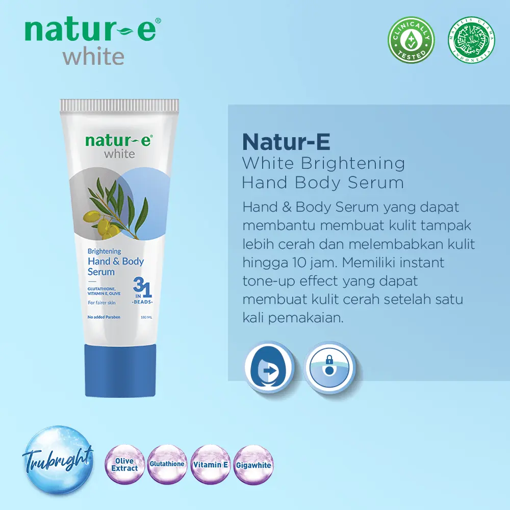 Natur-E White Hand & Body Serum 180ml Lotion Vitamin Mencerahkan  Tubuh  Pencerah