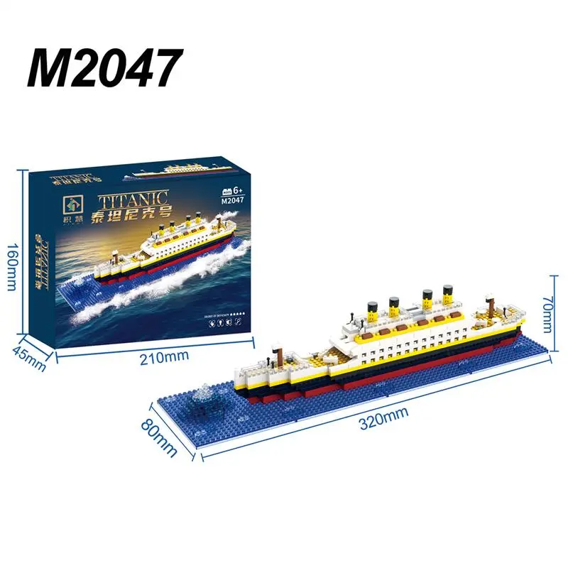 [BYLAM] Titanic khối xây dựng Đồ chơi lắp ráp khổng lồ bé trai và bé gái Xếp hình Mô hình Tàu Du Lịch Quà tặng ngày lễ tình nhân 8