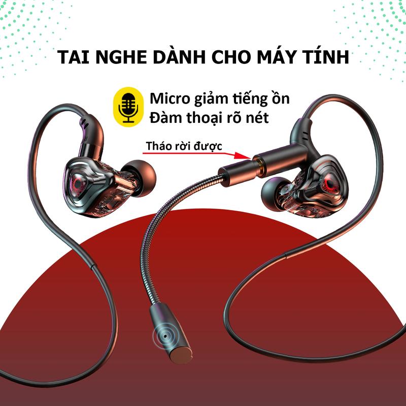 Tai nghe gaming dành cho máy tính bàn pc mic giảm tiếng ồn, âm thanh chân thực