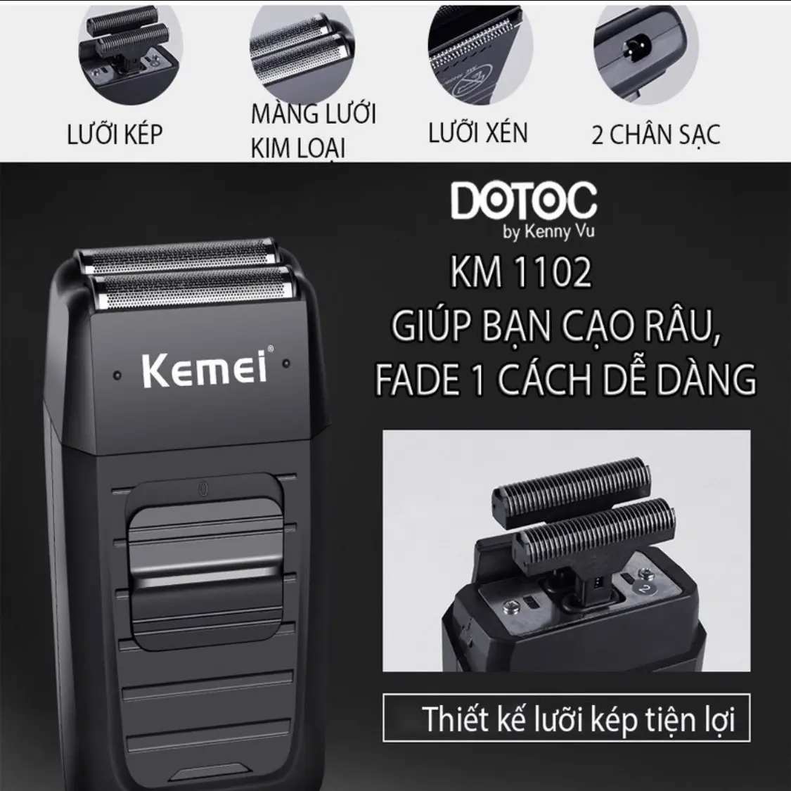 Máy cạo râu Kemei 1102 lưỡi kép