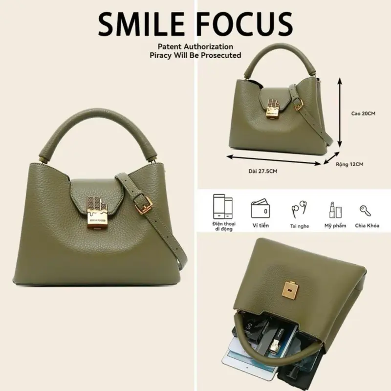 [Túi Hoàng Gia] SF-3146 SMILE FOCUS. Túi xách Chuẩn Chính Hãng Smile Focus Sang Trọng, Đẳng cấp, Thời Thượng.Da dê 2