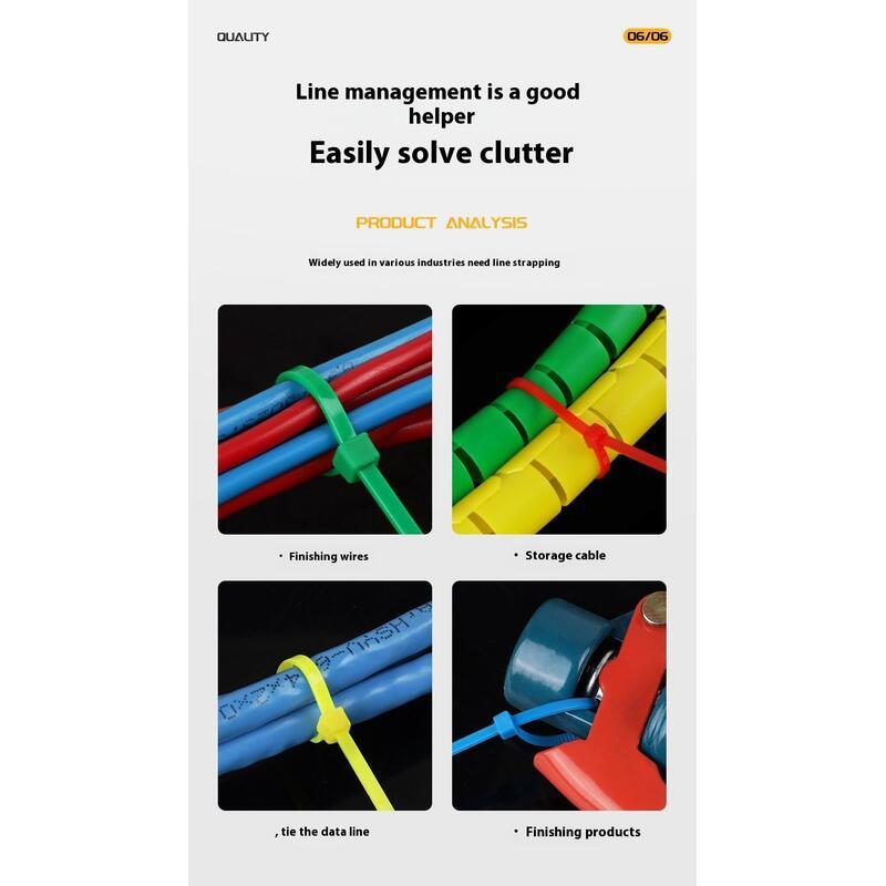 Product Introduction of Color self-locking nylon 100 tapes National standard wire Anti aging and high temperature resistant binding tape 9