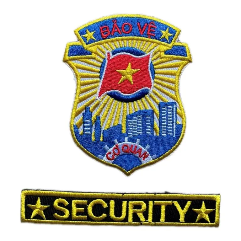 Logo Bảo Vệ, Phù hiệu áo bảo vệ, Logo Security thêu sẵn ủi lên áo thun, áo sơ mi (có keo sẵn) 3