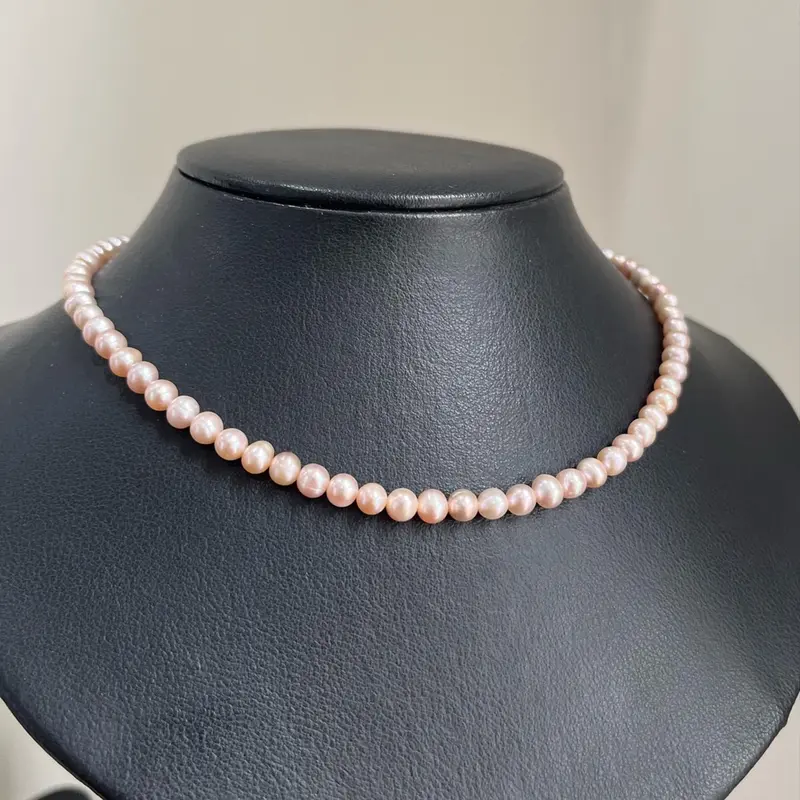 Dây chuyền 5-6mm ánh hồng dáng tròn oval 2