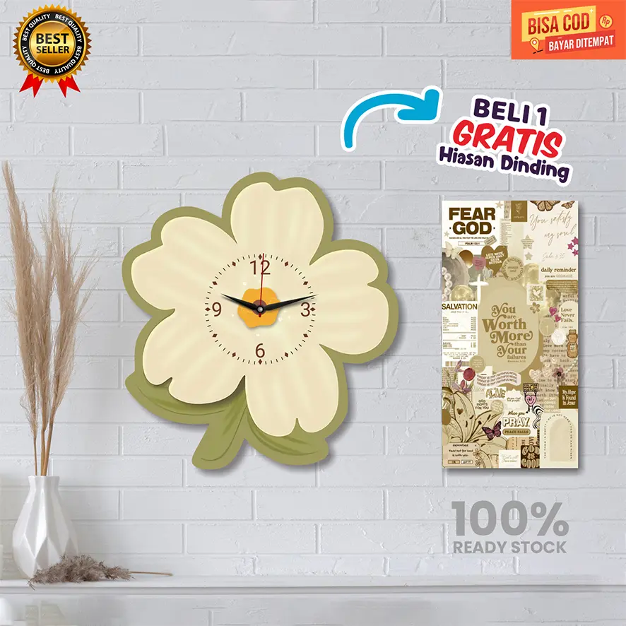 Grosir jam dinding Beli 1 GRATIS 1 hiasan dinding/jam dinding anak Tema Bunga Matahari/jam dinding anak karakter/jam dinding anak aesthetic