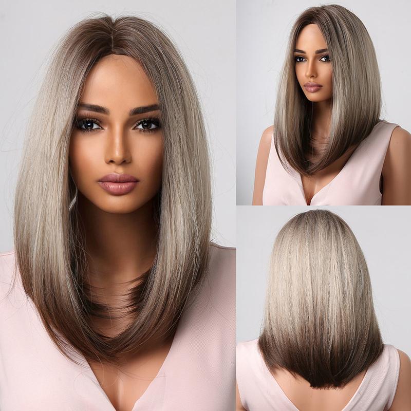 Product Introduction of short hair wig for woman full head cosplay Bob Wigs Red Highlight Middle Part Synthetic Wig 10