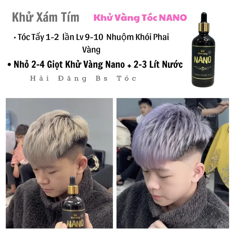 KHỬ VÀNG TÓC NANO - 100ml ĐẬM ĐẶC - Siêu Mạnh ( 1 Lọ Dùng 2 Năm ) - Hỗ Trợ Khử Các Nền Tóc Tẩy Phai Ra Vàng . 4