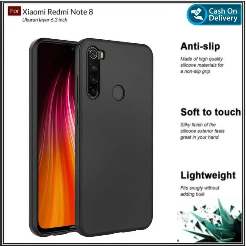 Case untuk Xiaom* Redmi Note 8 Soft Case Premium Casing Hp Slim Cover Di ROMAN ACC Black Handphone Softcase