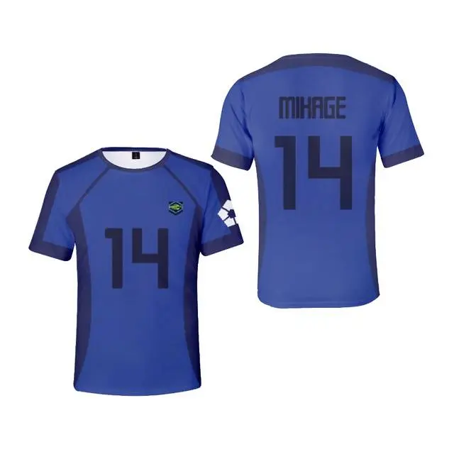 Áo phông anime có khóa Xanh Biển , áo sơ mi cosplay ngắn tay unisex, áo sơ mi giản dị, áo thun rộng rãi, áo sơ mi Yoichi plus size 3