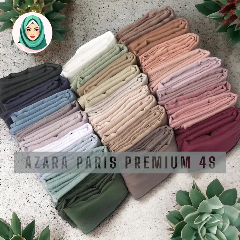 AZARA PARIS PREMIUM •4 SISI - POLOS SEGIEMPAT - ORIGINAL AZARA Cantik Nyaman Square Jilbab Voal Muslim  Casual Kerudung 2