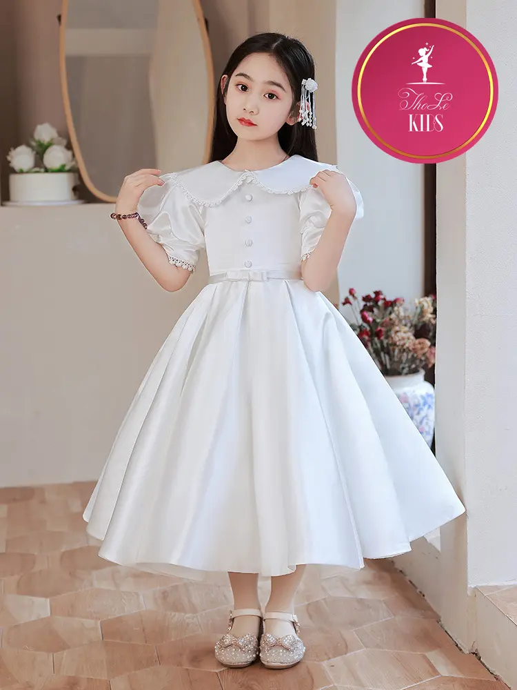 Đầm Công Chúa Bé Gái Trắng Phi Tiểu Thư Cao Cấp ThoLeKids - CC177