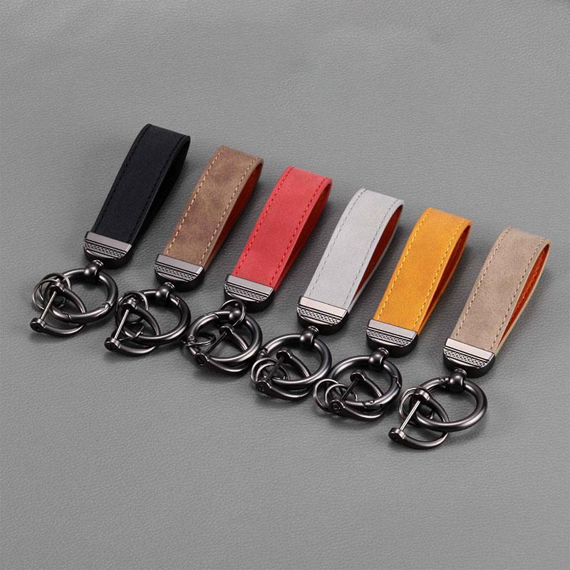 Luxury Matte Leather Keychain Top-end Business Gift For Man Good Quality Black Brown PU Leather Car Key Keyholder Key Chain 0