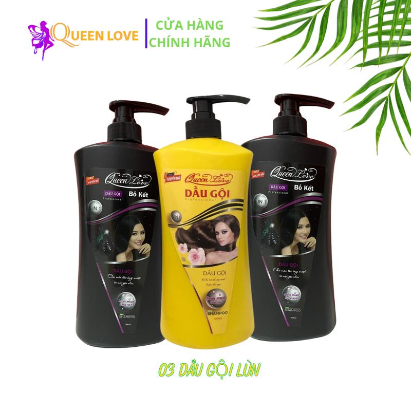 COMBO 3 chai Dầu Gội Đầu LÙN Bồ Kết sả chanh Tinh Chất Thiên Nhiên 1000ml Dưỡng Tóc Nữ Vitamin C Women