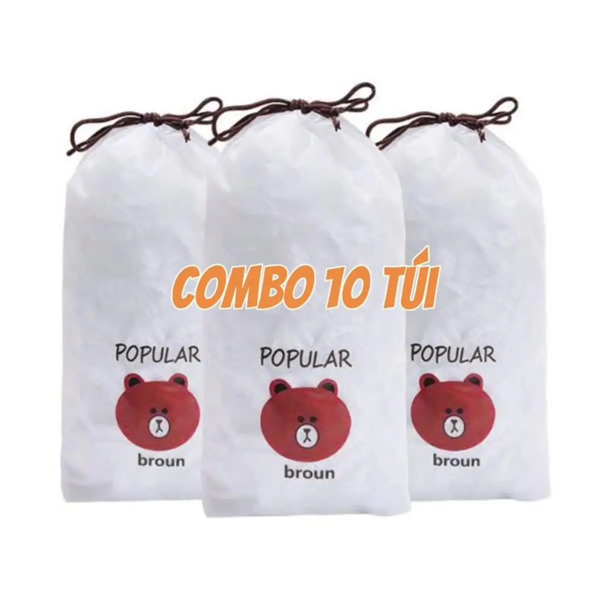 Combo 10 Túi màng bọc thực phẩm  chất liệu PE co dãn có chun siêu dai, Túi gấu bọc đồ ăn