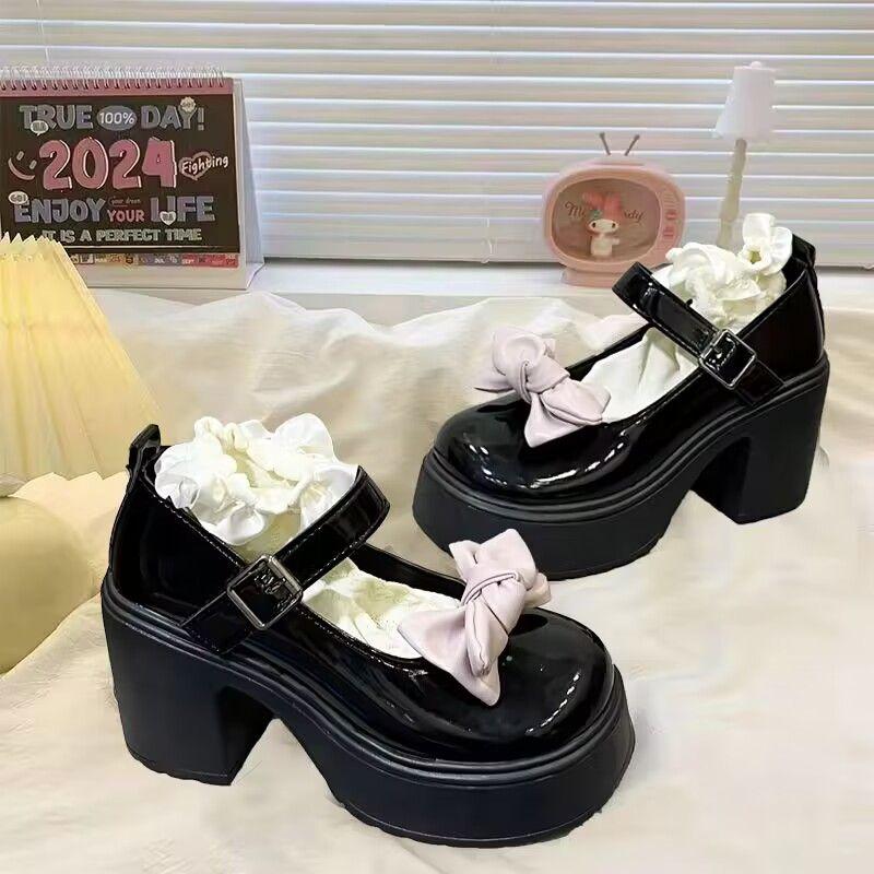 Giày Mary Jane, Phong Cách Lolita Nhật Bản Ngọt Ngào Và Ngầu, Đế Có Nơ Đế Xuồng, Giày JK, Hàng Mới Về Năm 2024, Thích Hợp Cho Mùa Hè, Phong Cách Ins 1