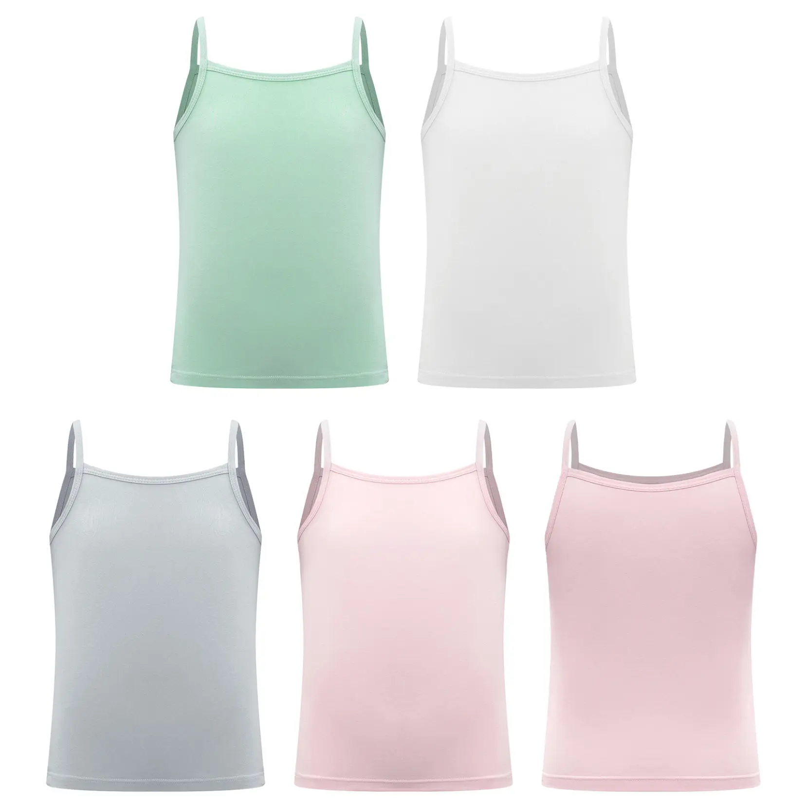 Jelory Kids Girls Spaghetti Strap Tank Tops Cami Solid Color Undershirt Sleeveless Comfy Underwear Tops
