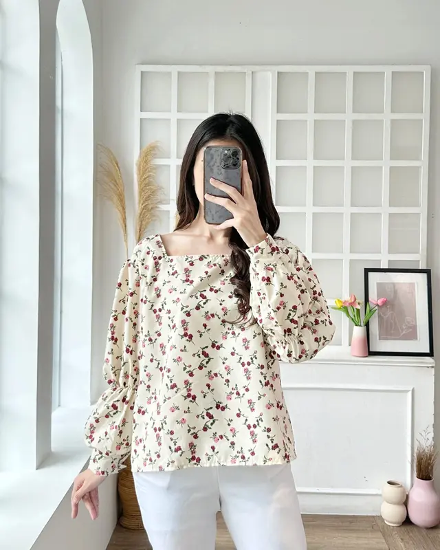 Ear Fashion - Stevani Margarita Blouse Flora Premium / Atasan Wanita Lembut Motif Variasi 2