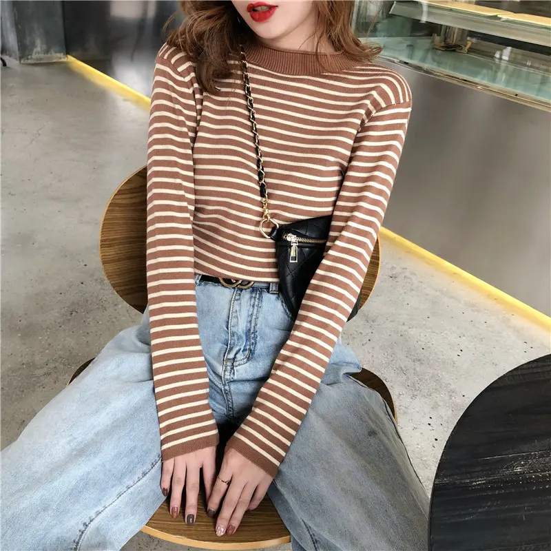 AJW [TM] Inner Rajut Turtleneck Lengan Panjang Model Terbaru | Dalaman Hijab | Atasan Wanita Rajut | Baju Stripe Fit Tangan Panjang | Top High Knitwear 5