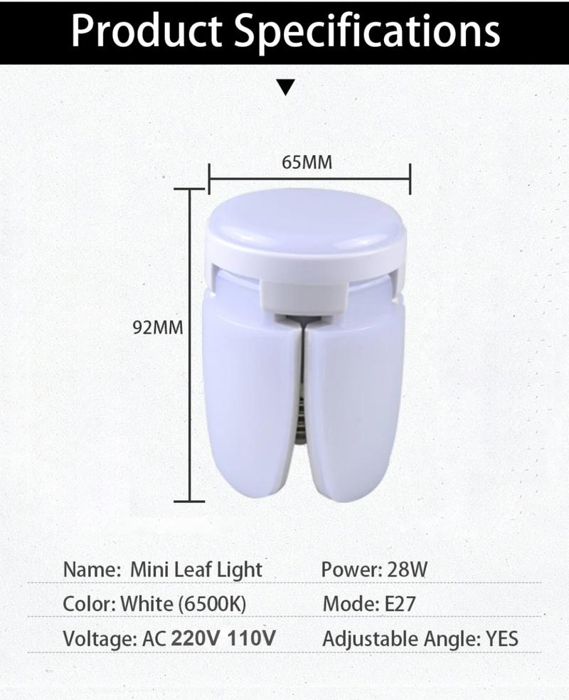 Product Introduction of Foldable LED Bulb E27  Blade LED Lamp  Bombilla Lampada Spotlight for Home Ceiling Panel Room Garage Lighting 10